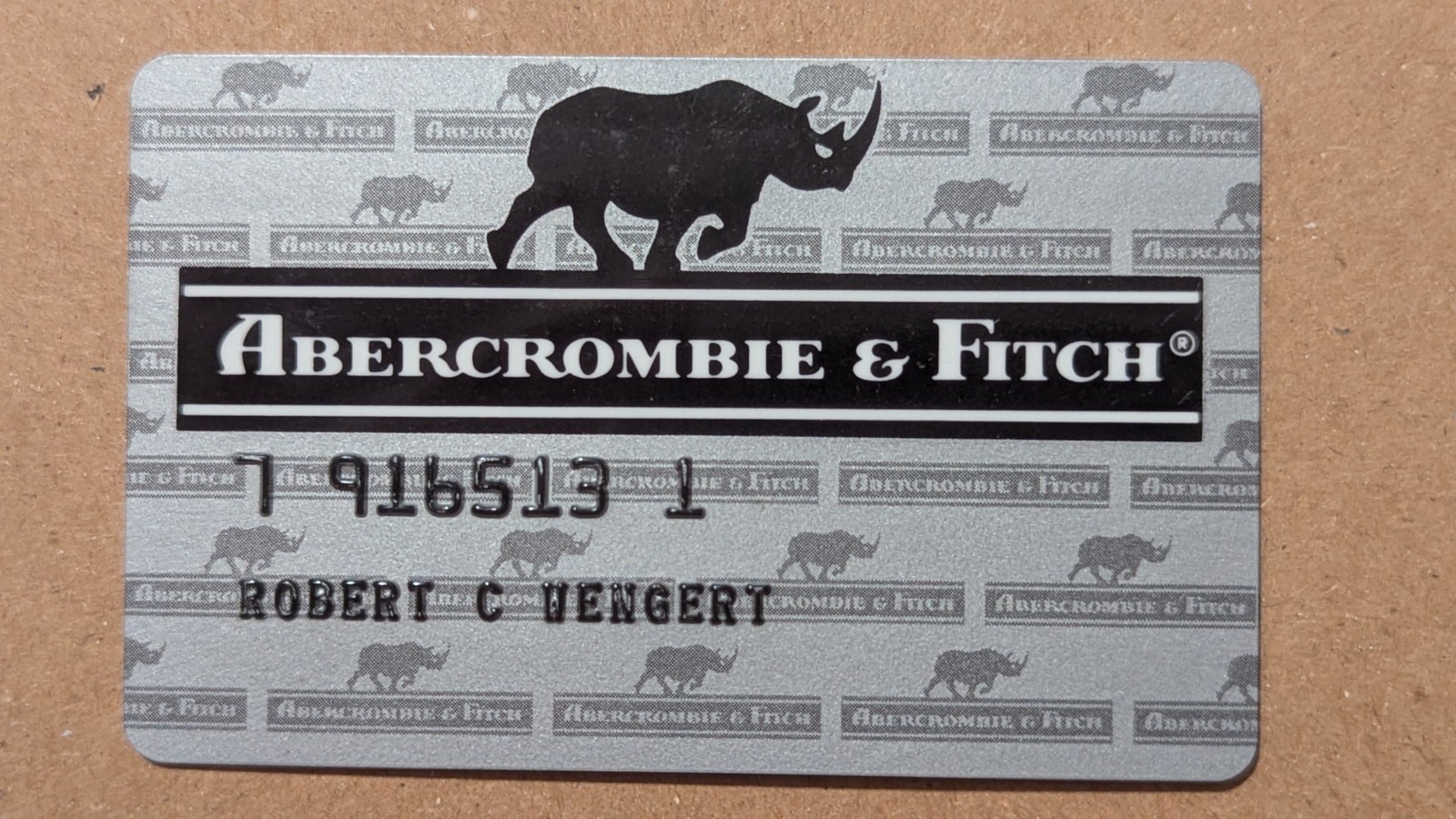 Abercrombie & Fitch Vintage Credit Card Rare Rhino Version Collectible Only