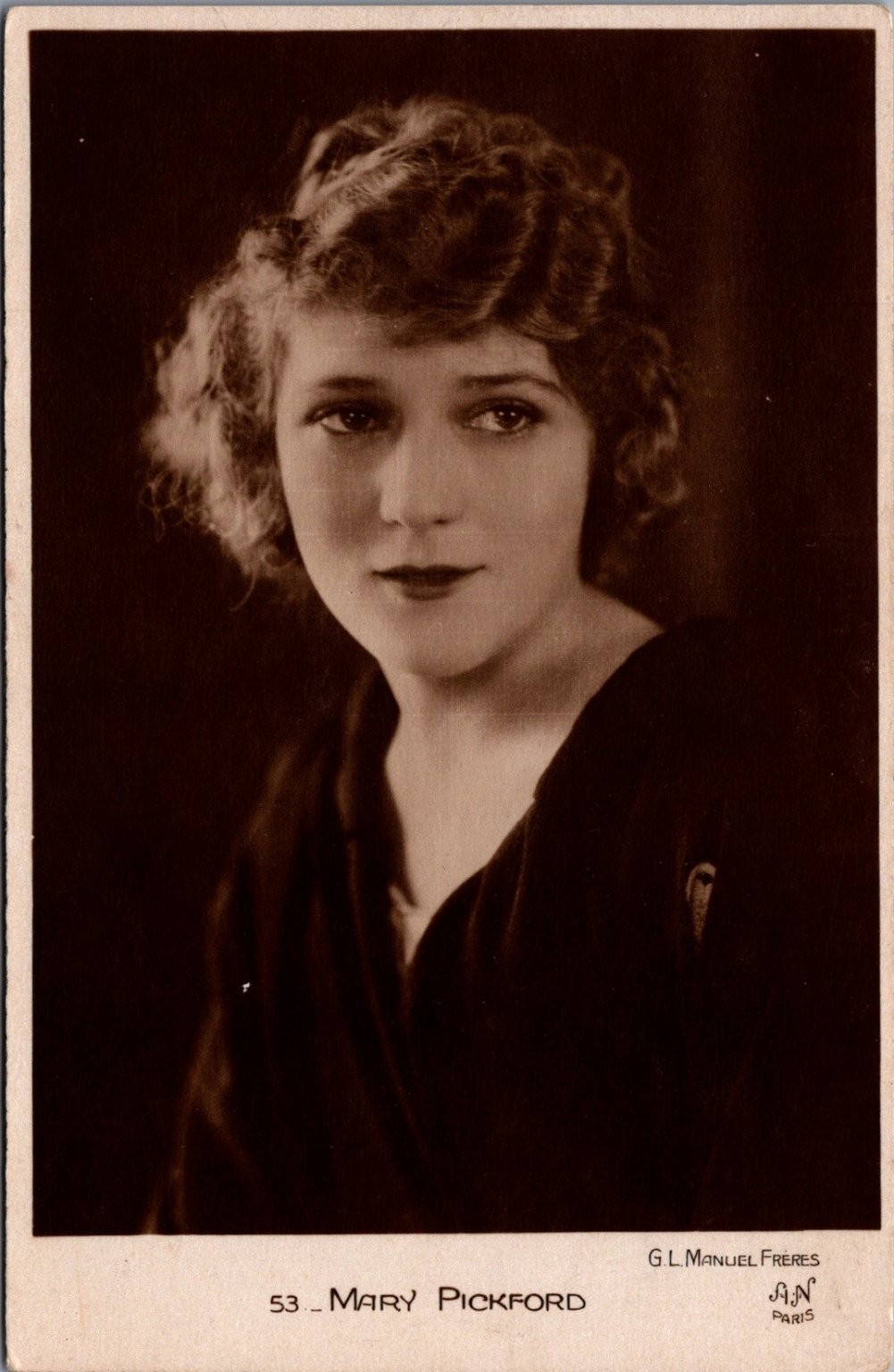 Mary Pickford RPPC Postcard G.L. Manuel Freres AN Paris 1910s Silent Film