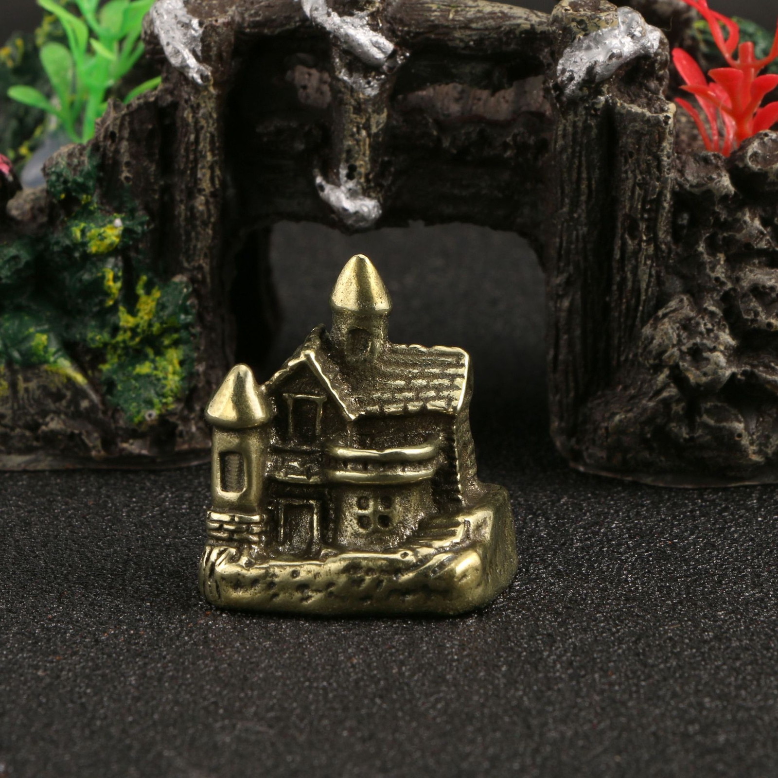 Solid Brass House Figurine Small Statue Home Ornament Figurines Collectibles