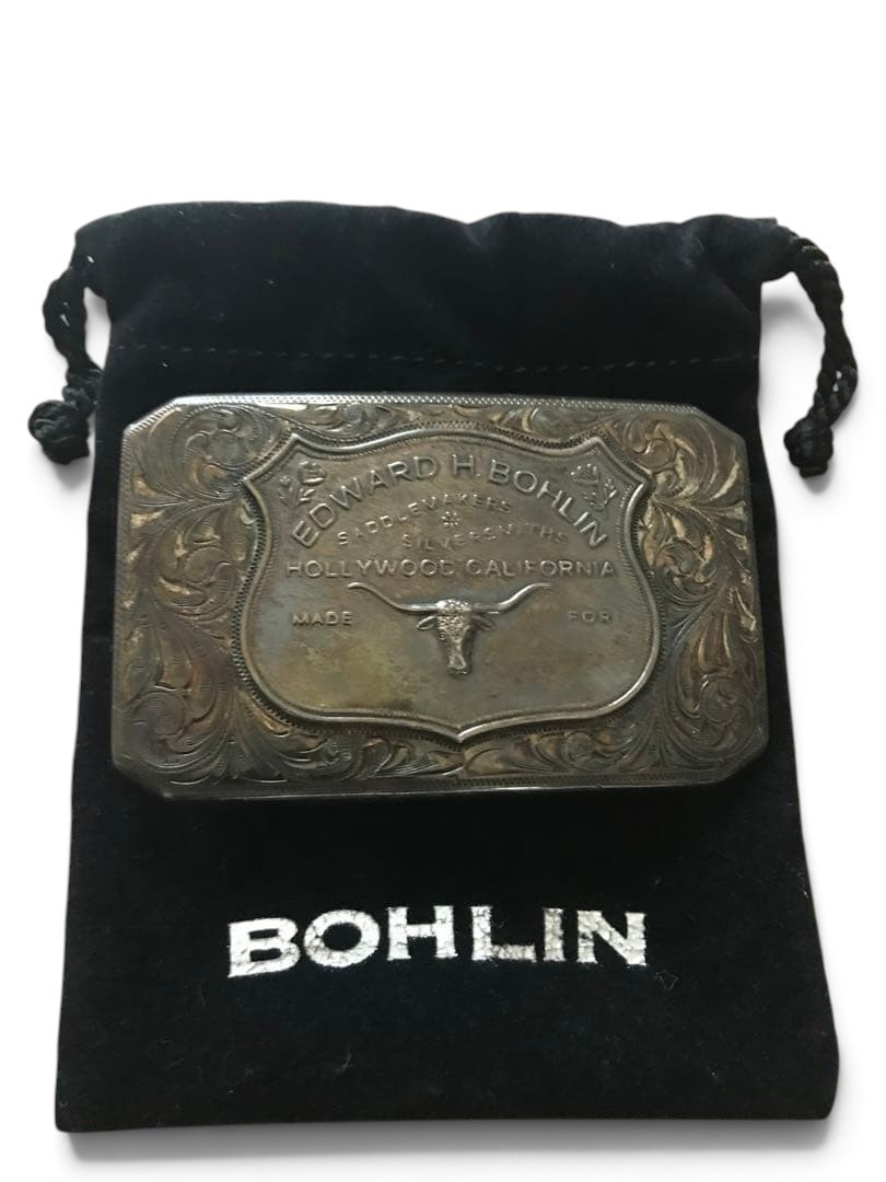 EDWARD H. BOHLIN Silver Buckle Western Belt Buckle Vintage Made in USA