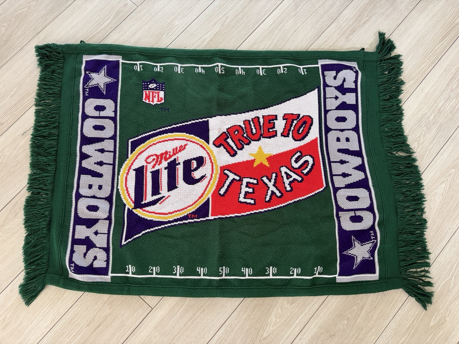 Vintage Dallas Cowboys Millar Lite Wall Hanging Throw Blanket True to Texas