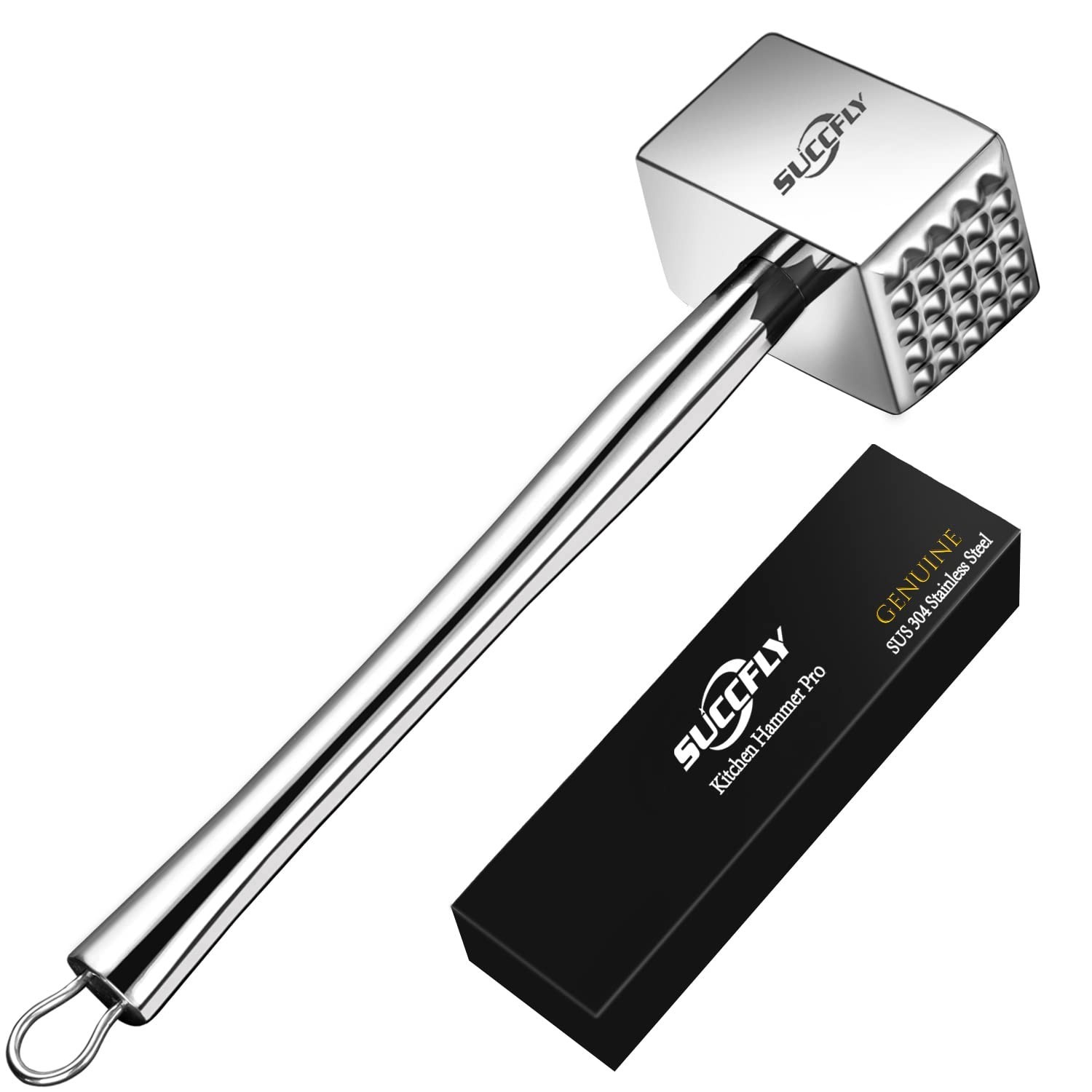Stainless Steel Meat Tenderizer Tool, Heavy Duty Meat Mallet 1.65LB X-Large