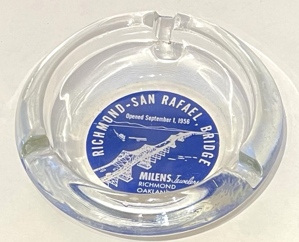 VTG MILENS Jewelry, RICHMOND - SAN RAFAEL, BRIDGE Glass Ashtray Souvenir☚☚👀 VTG MILENS Jewelry, RICHMOND - SAN RAFAEL, BRIDGE Glass Ashtray Souvenir☚☚👀