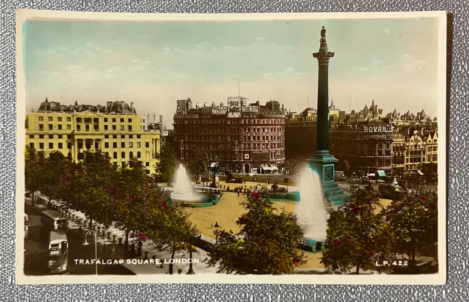 Vintage Postcard  Trafalgar Square, London - Printed in Great Britain mid 1900's
