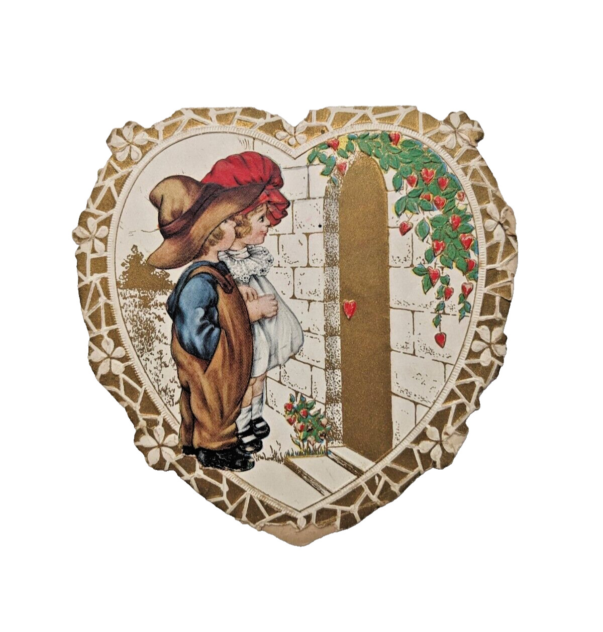 Antique 1920\'s Valentine\'s Day Card Die Cut Heart Little Boy & Girl Whitney Made Antique 1920\'s Valentine\'s Day Card Die Cut Heart Little Boy & Girl Whitney Made