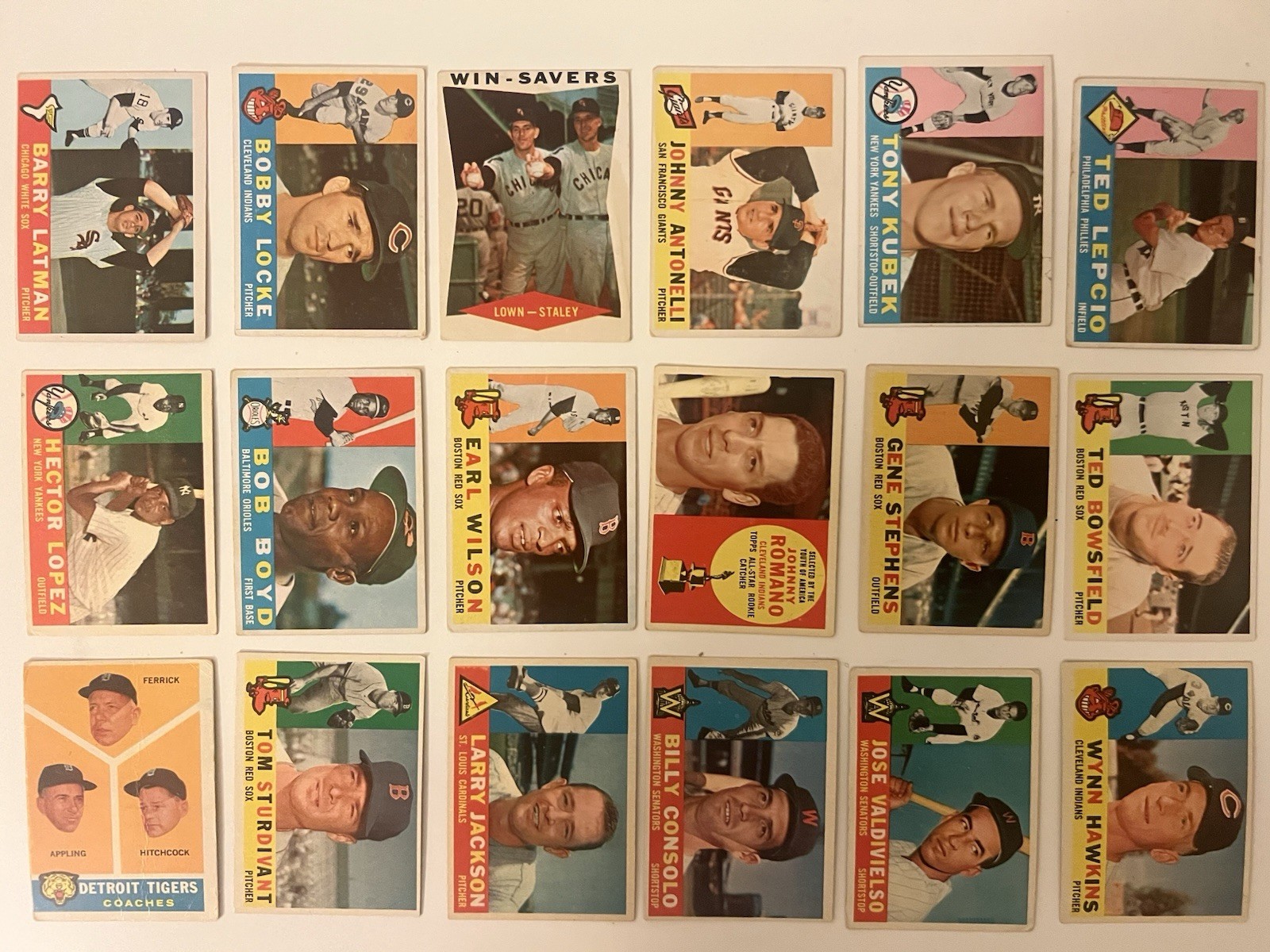 1960 Topps Baseball 18 card lot with Kubek, Win Savers most mid-grade 1960 Topps Baseball 18 card lot with Kubek, Win Savers most mid-grade