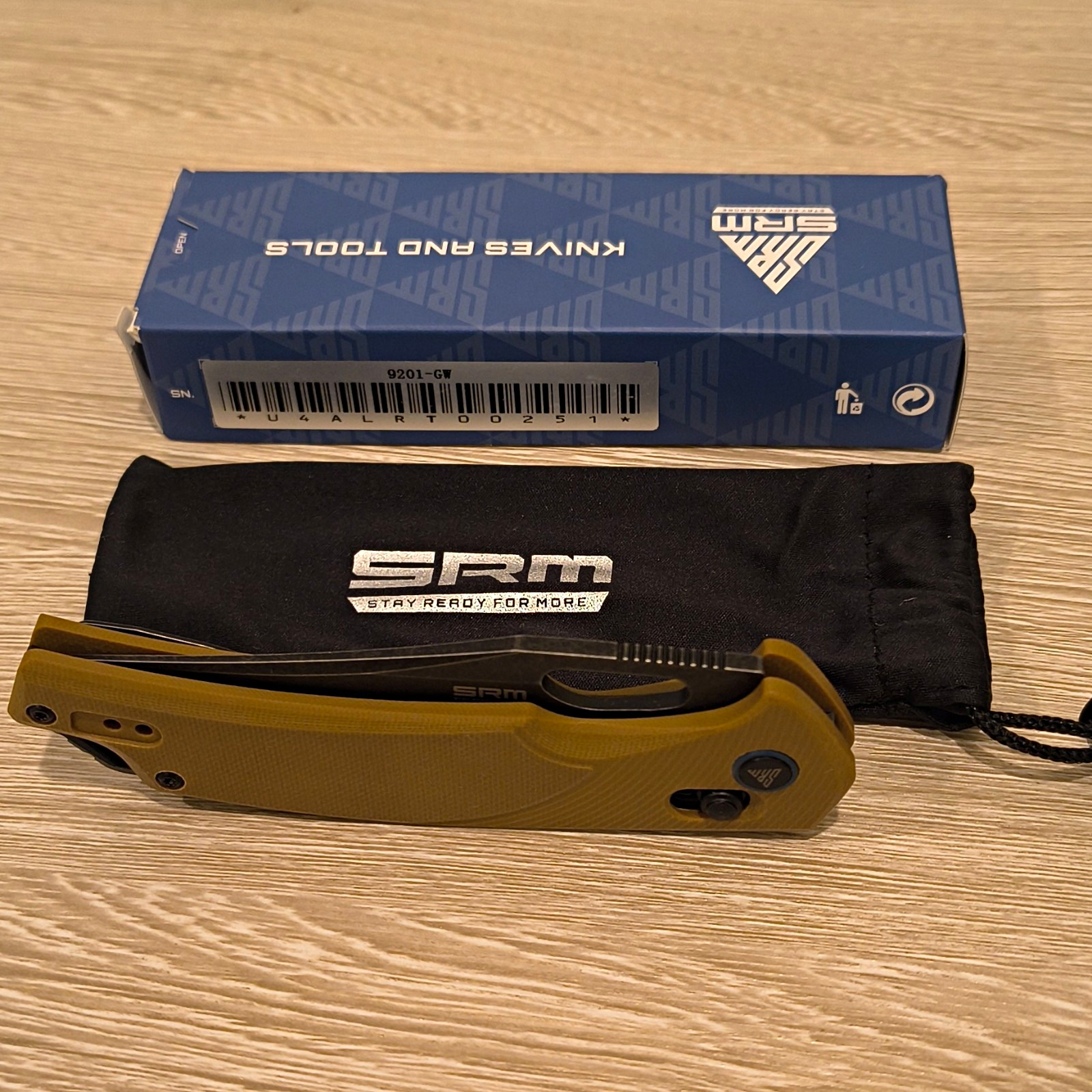SRM 9201-GW Drop Point Plain Edge Liner Lock Manual Pocketknife G10 Brown