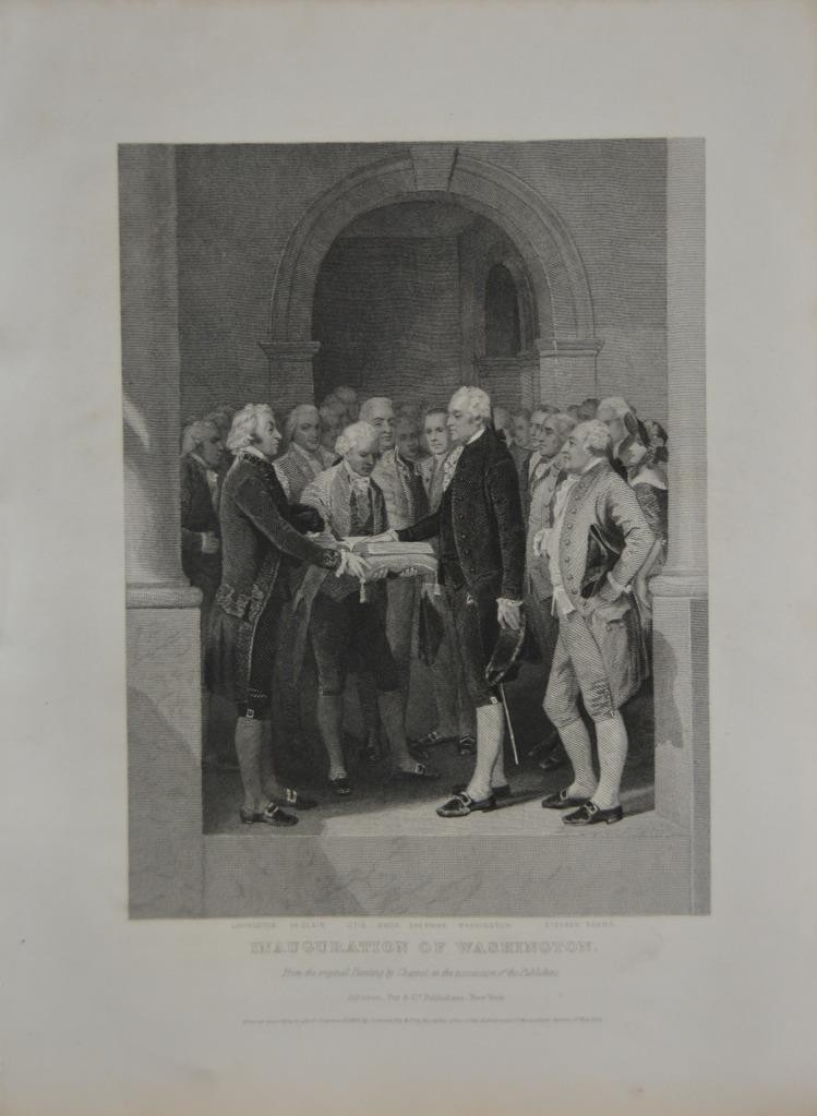 Antique Engraving Art Washington\'s Inauguration American History Original 1857 Antique Engraving Art Washington\'s Inauguration American History Original 1857