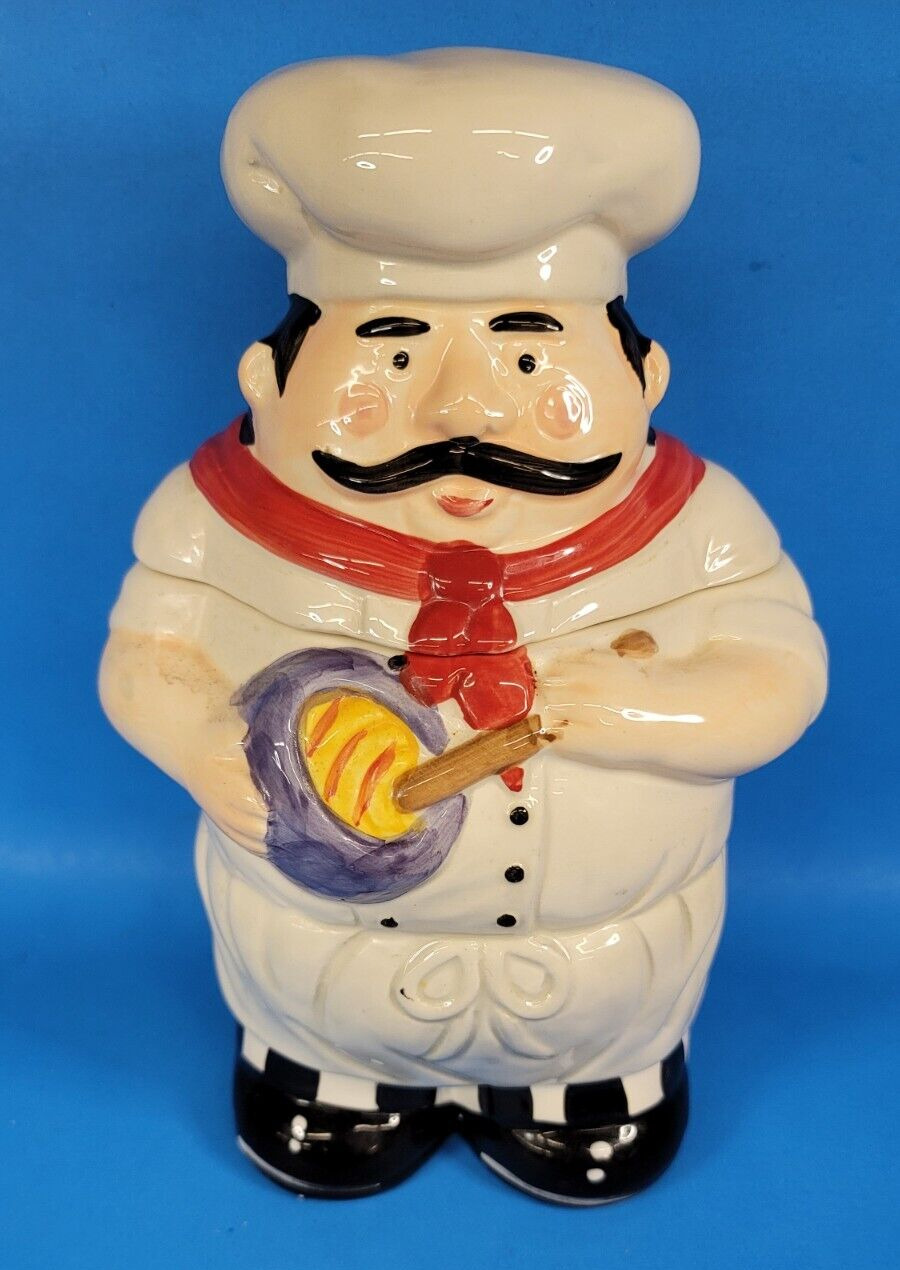 Chef Cookie Jar Ceramic Canister Kitchen Container By ND 9.5\