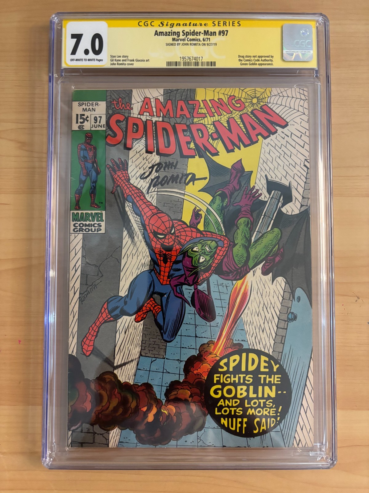 AMAZING SPIDER-MAN #97 CGC SS 7.0 OW/W -- JOHN ROMITA signed -- No CCA Stamp Iss AMAZING SPIDER-MAN #97 CGC SS 7.0 OW/W -- JOHN ROMITA signed -- No CCA Stamp Iss