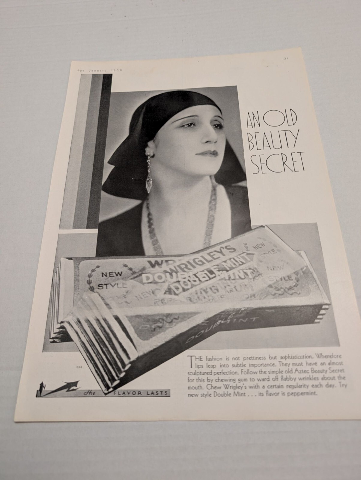 Wrigleys Gum 1930 Ad Norma Sharer Actress Harpers Bazzar An Old Beauty secret
