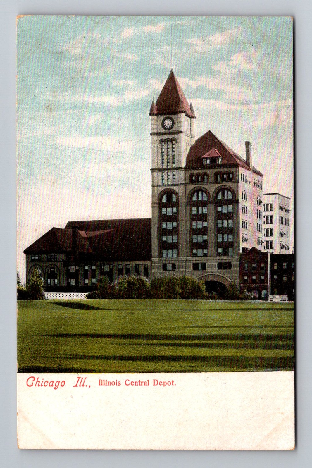 Chicago IL-Illinois, Illinois Central Depot, Vintage Postcard