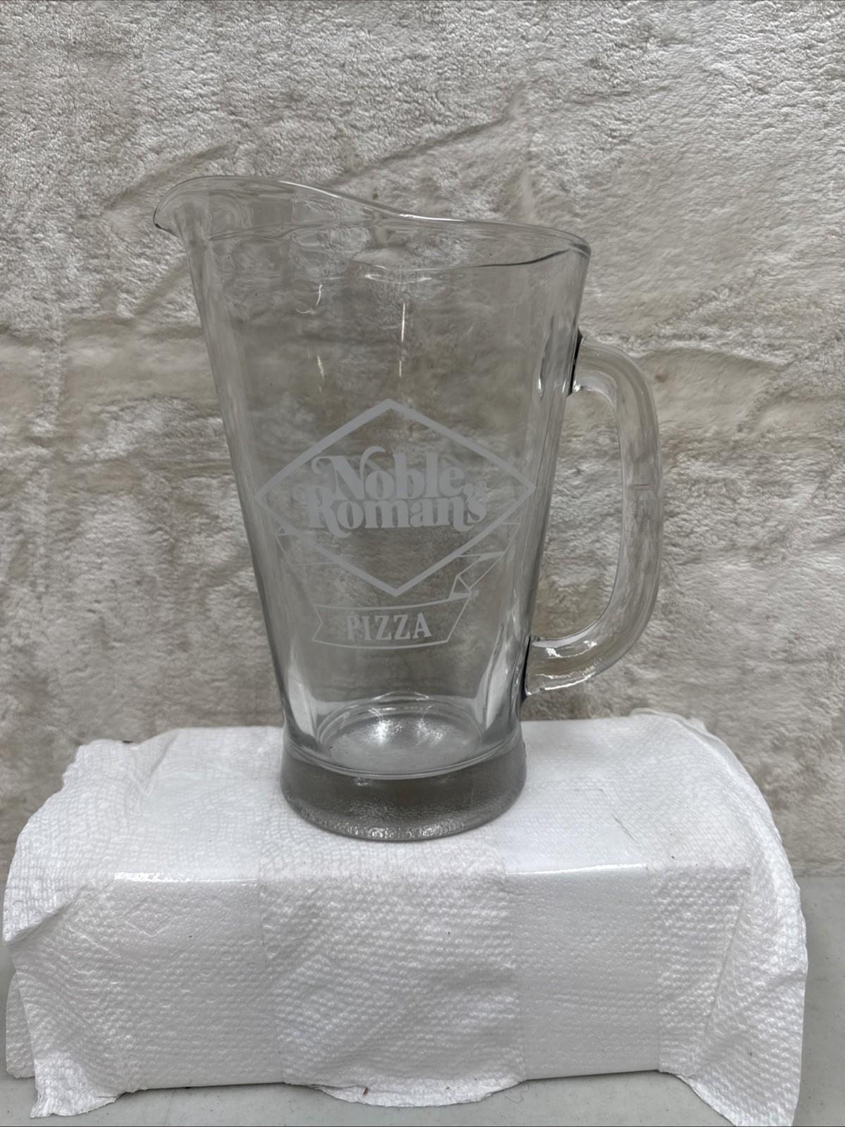Vintage Noble Romans Pizza Bloomington Indiana Coca-Cola Glass Pitcher W/Logo Vintage Noble Romans Pizza Bloomington Indiana Coca-Cola Glass Pitcher W/Logo