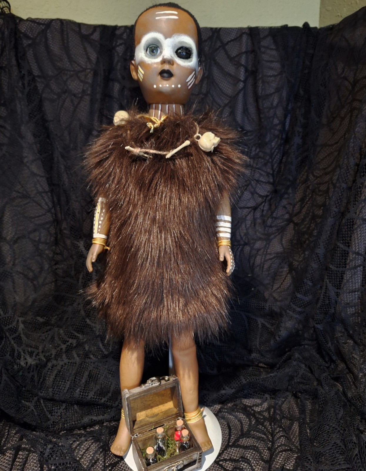 OOAK Creepy Doll 23 Inches Handpainted Halloween Prop Witch Dr Large