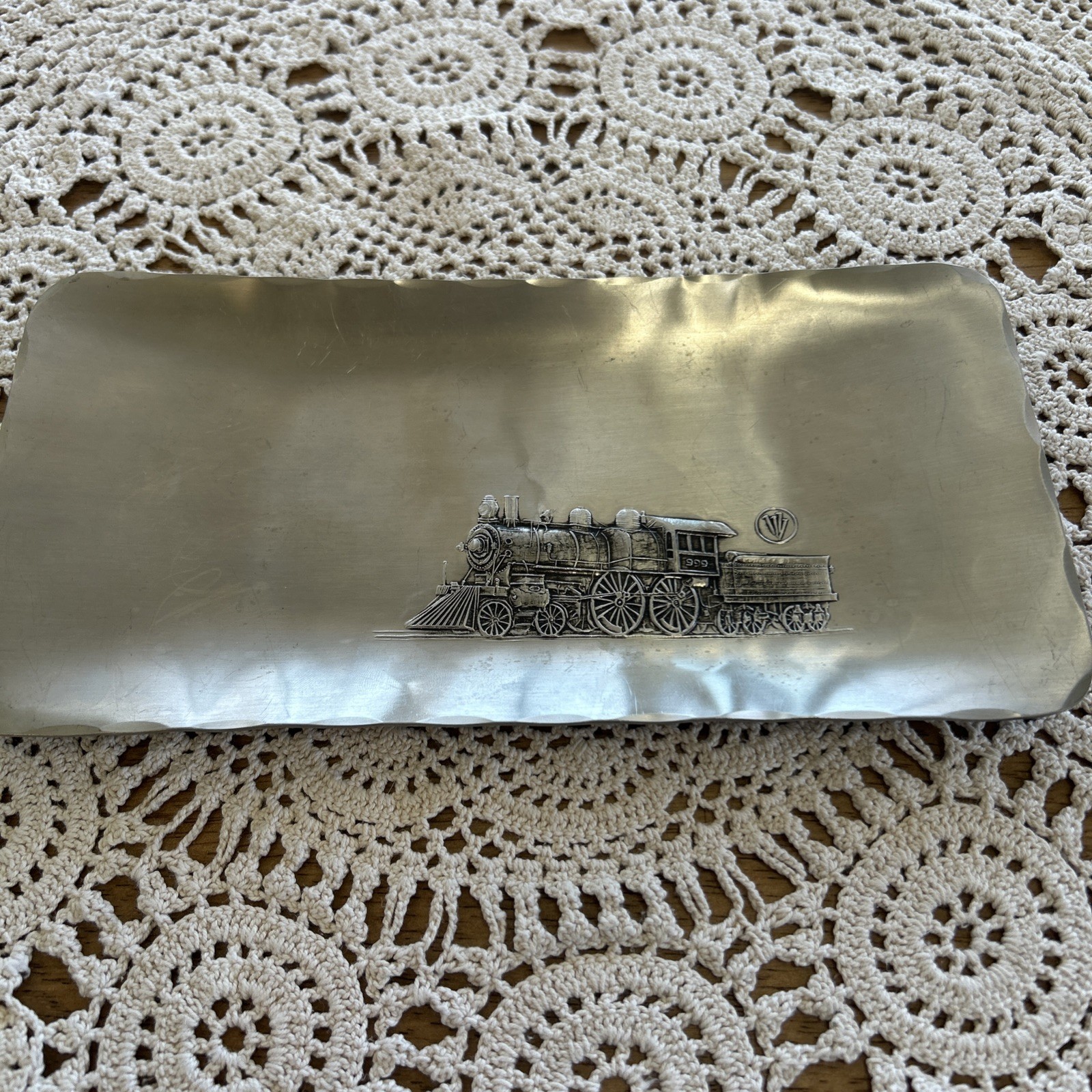 RARE Wendell August Forge Stainless Steel 10” Tray-NYC No 999 Steam Locomotive