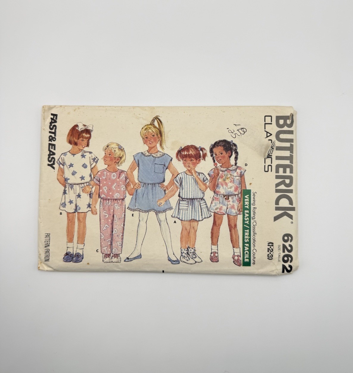 VTG 1988 Butterick UNCUT Sewing Pattern #6262 Toddlers Top, Skirt, Shorts, Pants VTG 1988 Butterick UNCUT Sewing Pattern #6262 Toddlers Top, Skirt, Shorts, Pants