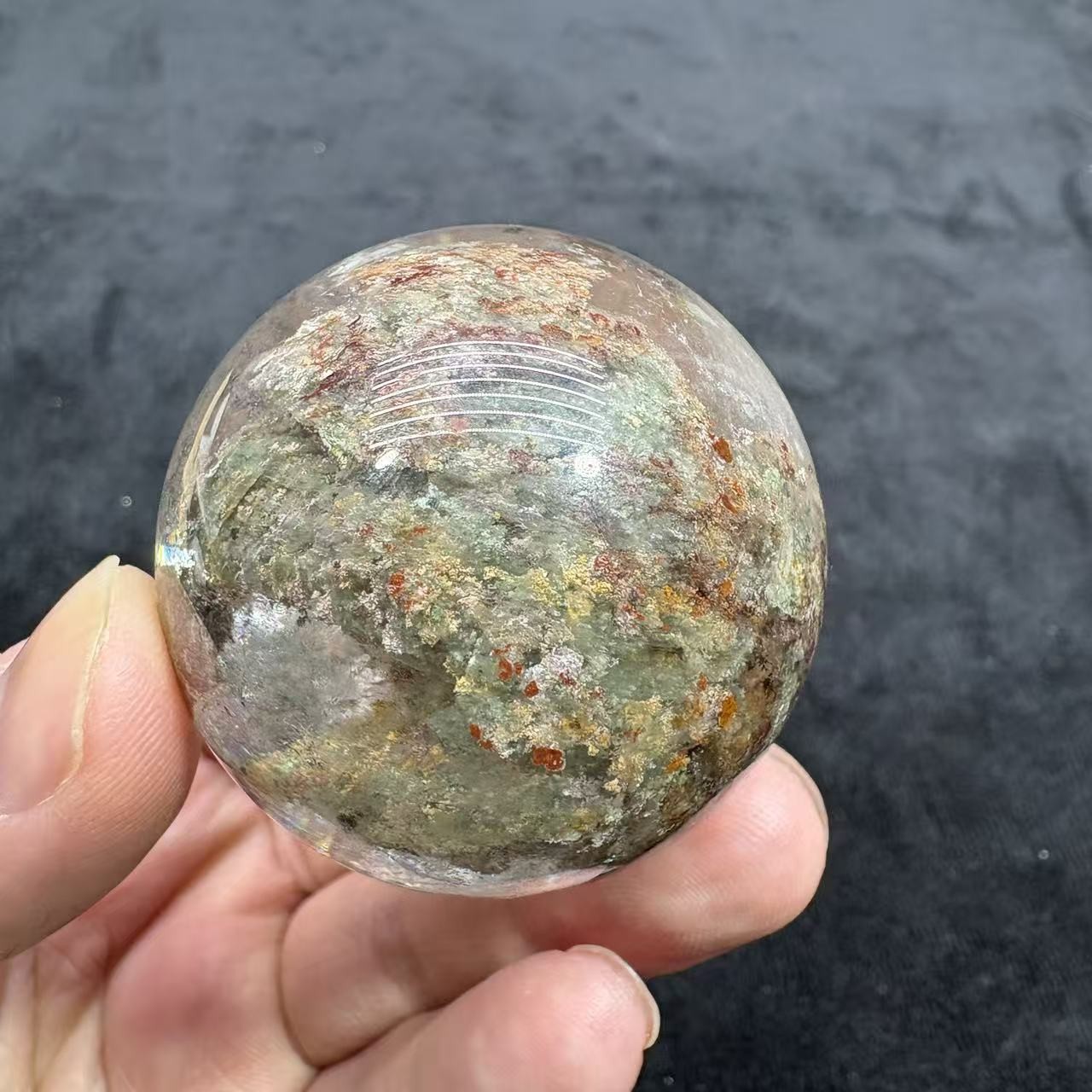 Natural Garden Quartz Sphere Lodolite Crystal Ball 1.8” 5.47 oz Healing Decor