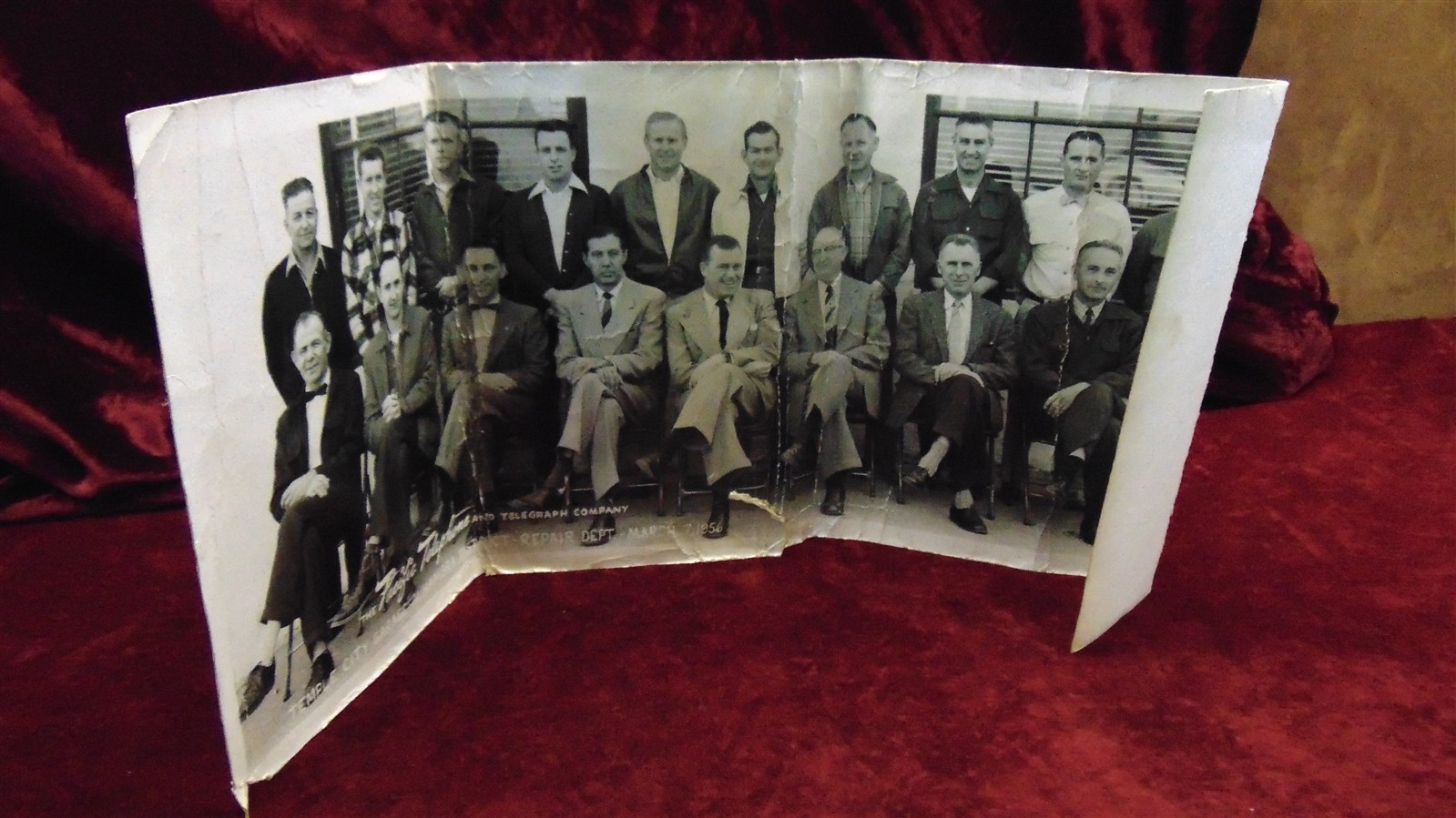 1956 Pacific Telephone Employee Group B&W PHOTO Temple City Garage Alhambra CA