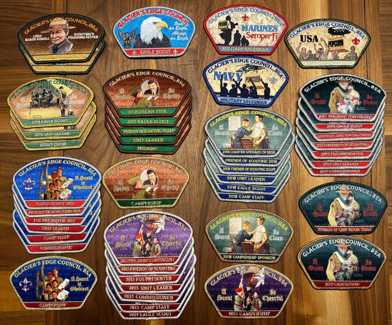 Large Collection of Glacier's Edge Council CSP Patches Wisconsin Boy Scouts WI