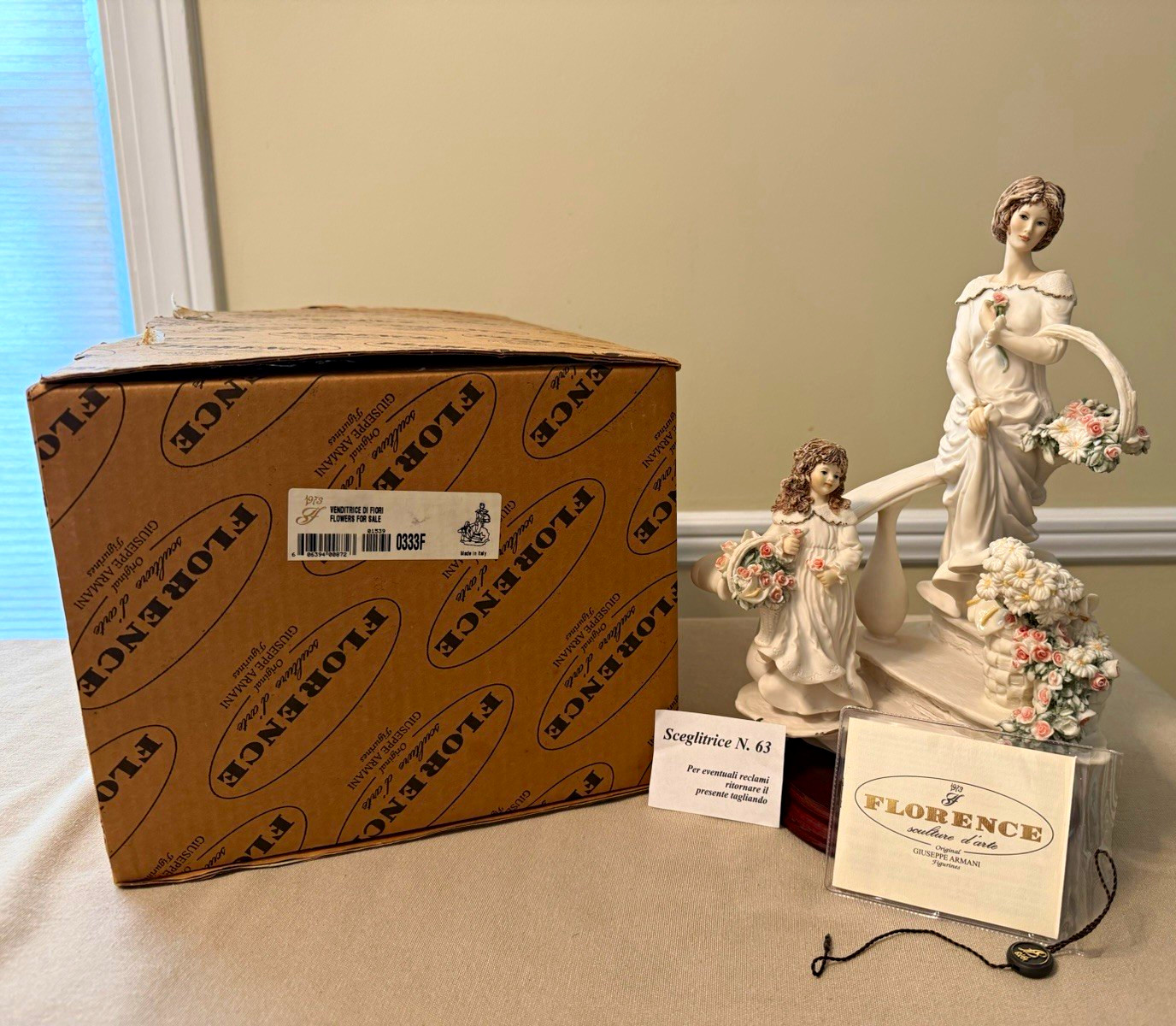 Florence by Giuseppe Armani “Flowers For Sale” figurine with box and certificate