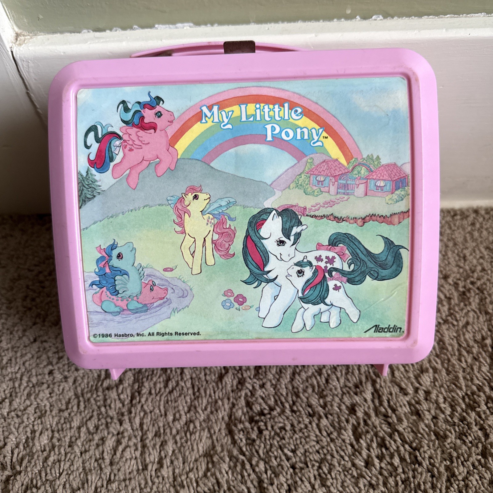 Vintage 1986 My Little Pony Pink Aladdin Plastic Lunchbox w/ Rare Thermos 