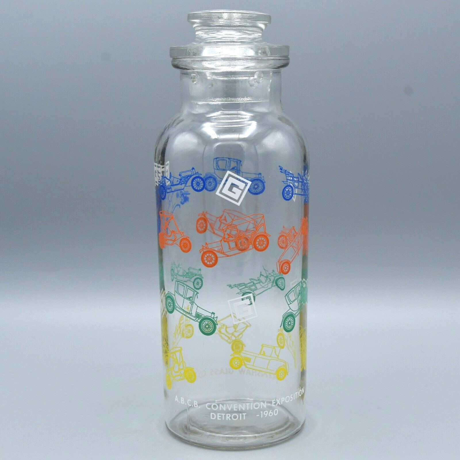 Vintage Glenshaw Glass Apothecary Bottle WITH TOP 1960 Detroit ABCB Convention