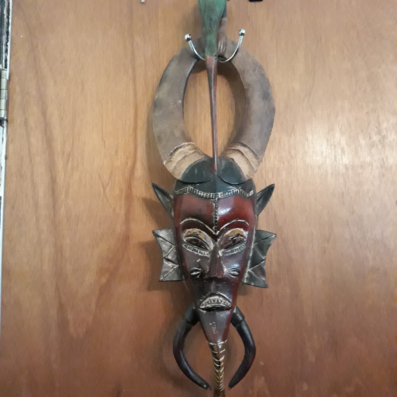 Vintage Guro Double- Horned Baule Yaure style African Mask