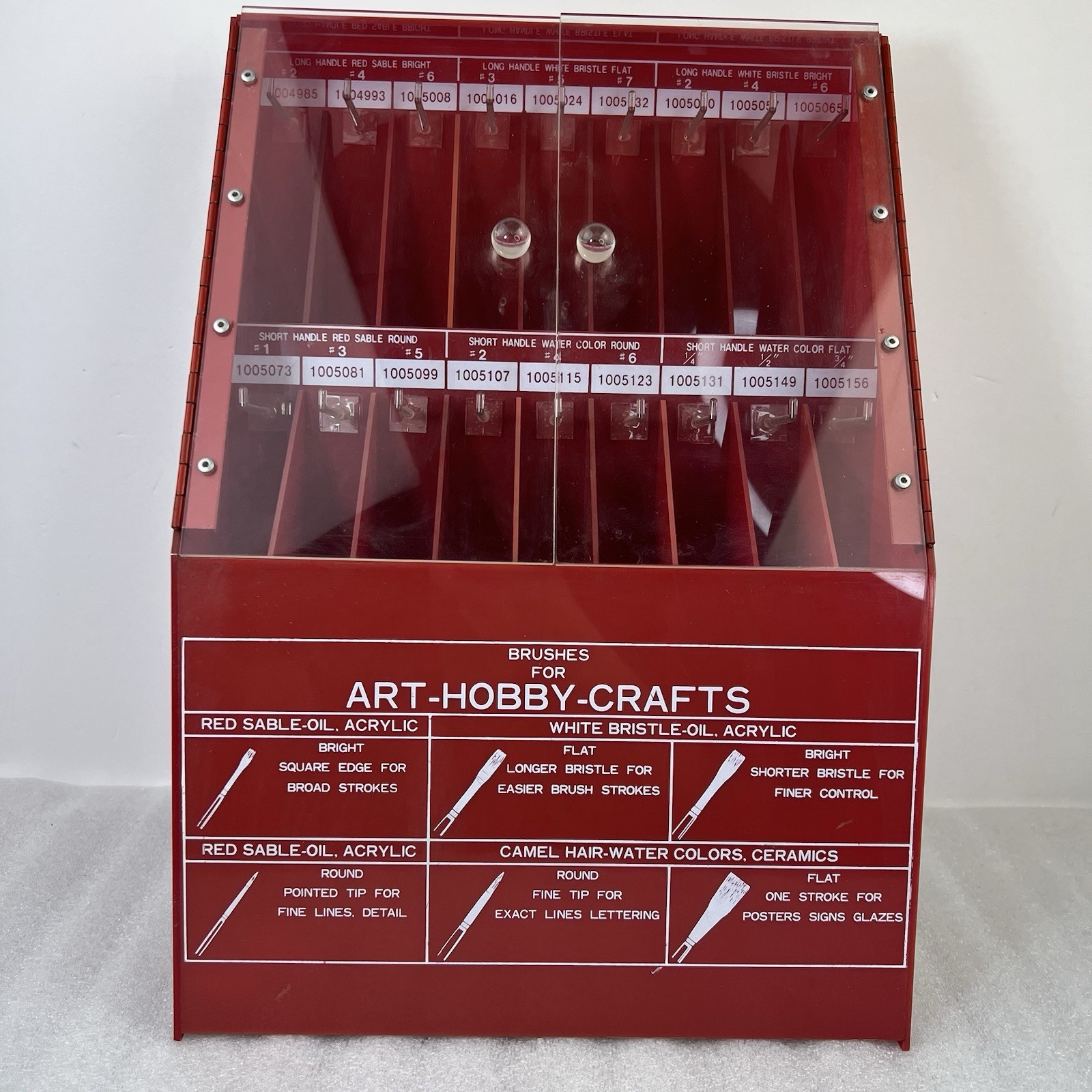 Vtg Artist’s Paintbrush Display Acrylic Cabinet Fixture Doors Advertising Promos