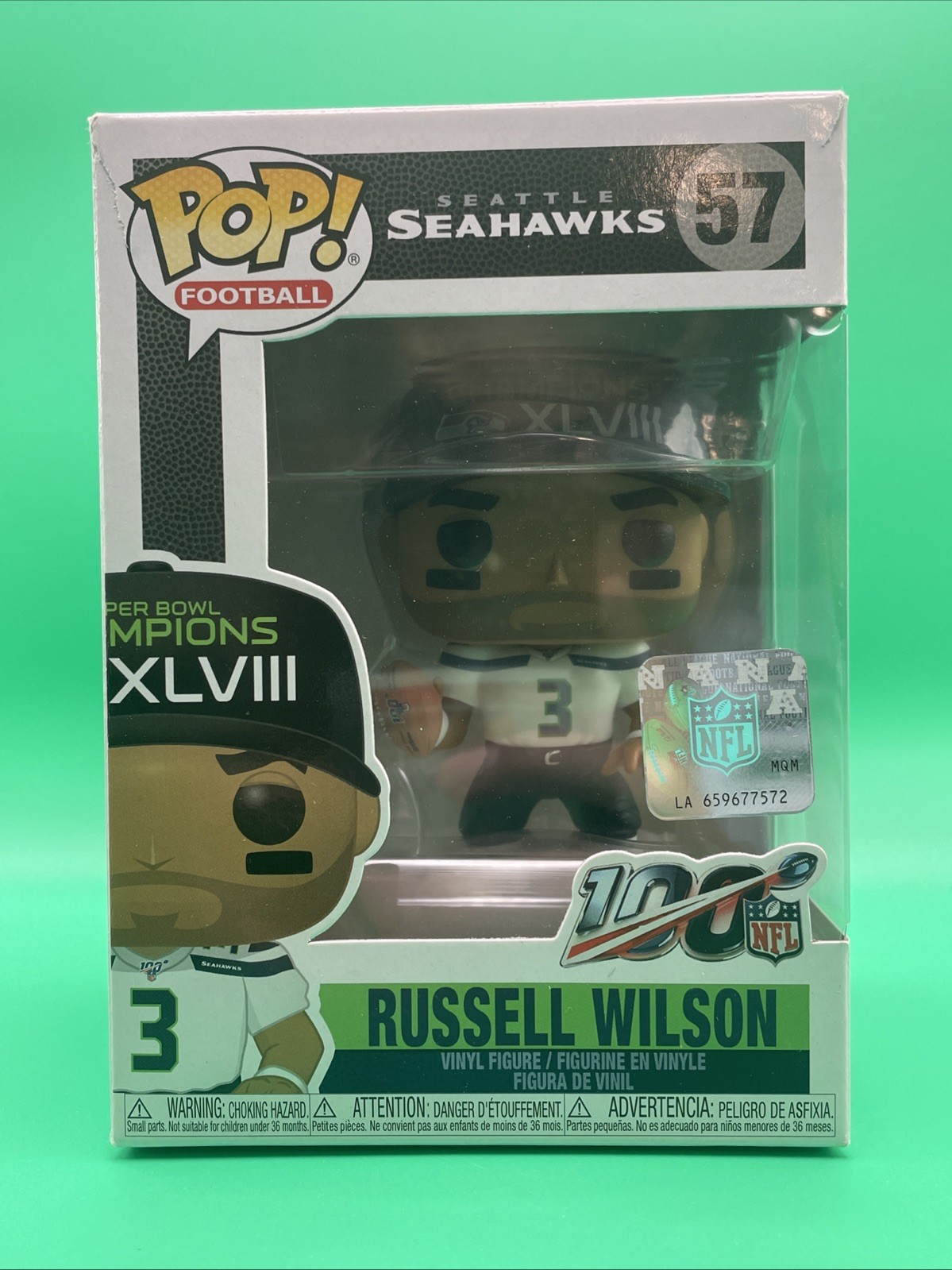 Russell Wilson Seattle Seahawks Funko Pop 57 Super Bowl Champions NFL 100 Russell Wilson Seattle Seahawks Funko Pop 57 Super Bowl Champions NFL 100
