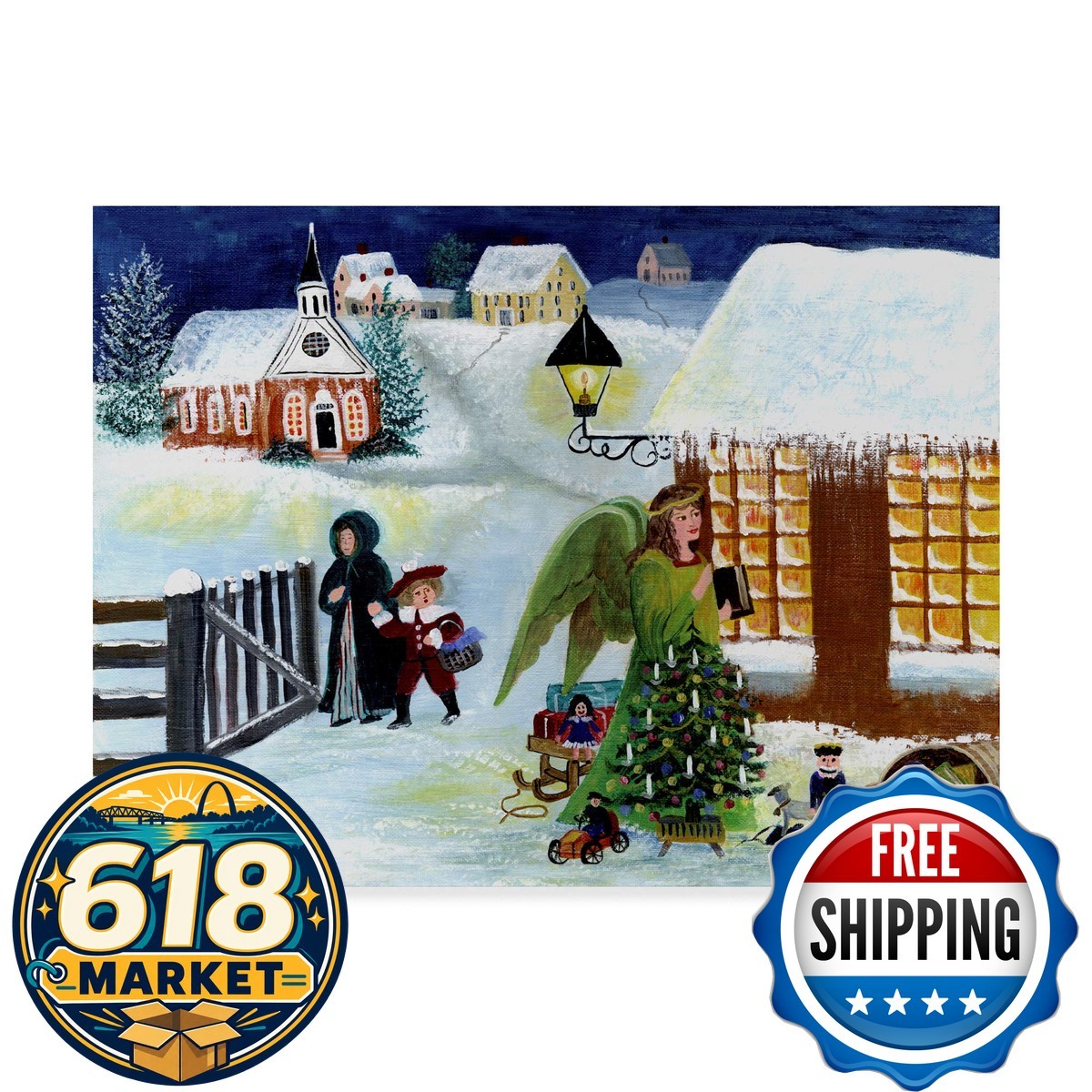 Trademark Fine Art Christmas Angel by Cheryl Bartley 14x19-Inch Poster