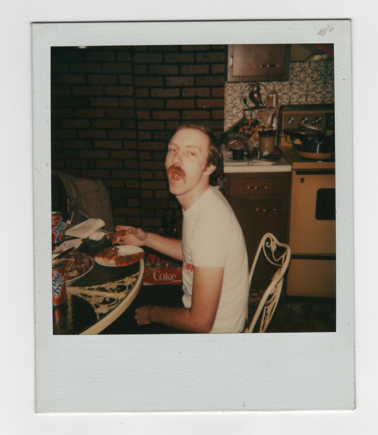 Vtg 80s Polaroid 600 Photo Pepsi Free Can Coke Box 1980s Man Kitchen Snapshot