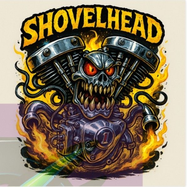 Harley Shovelhead Engine Monster Yellow 9x9cm Durable Die-Cut Vinyl Sticker
