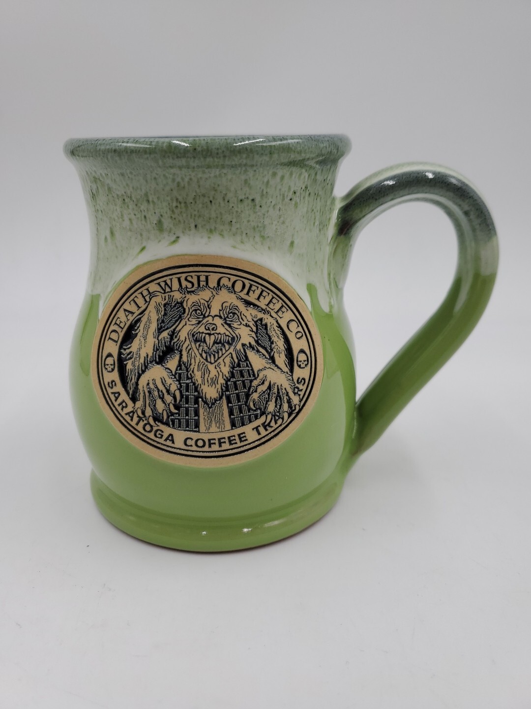 SARATOGA COFFEE TRADERS  DEATH WISH COFFEE COLAB GREEN BEASTER BUNNY MUG 541/800
