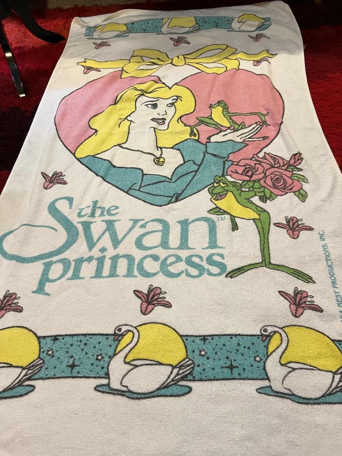 Vtg Swan Princess Beach Oversized Bath Towel 1994