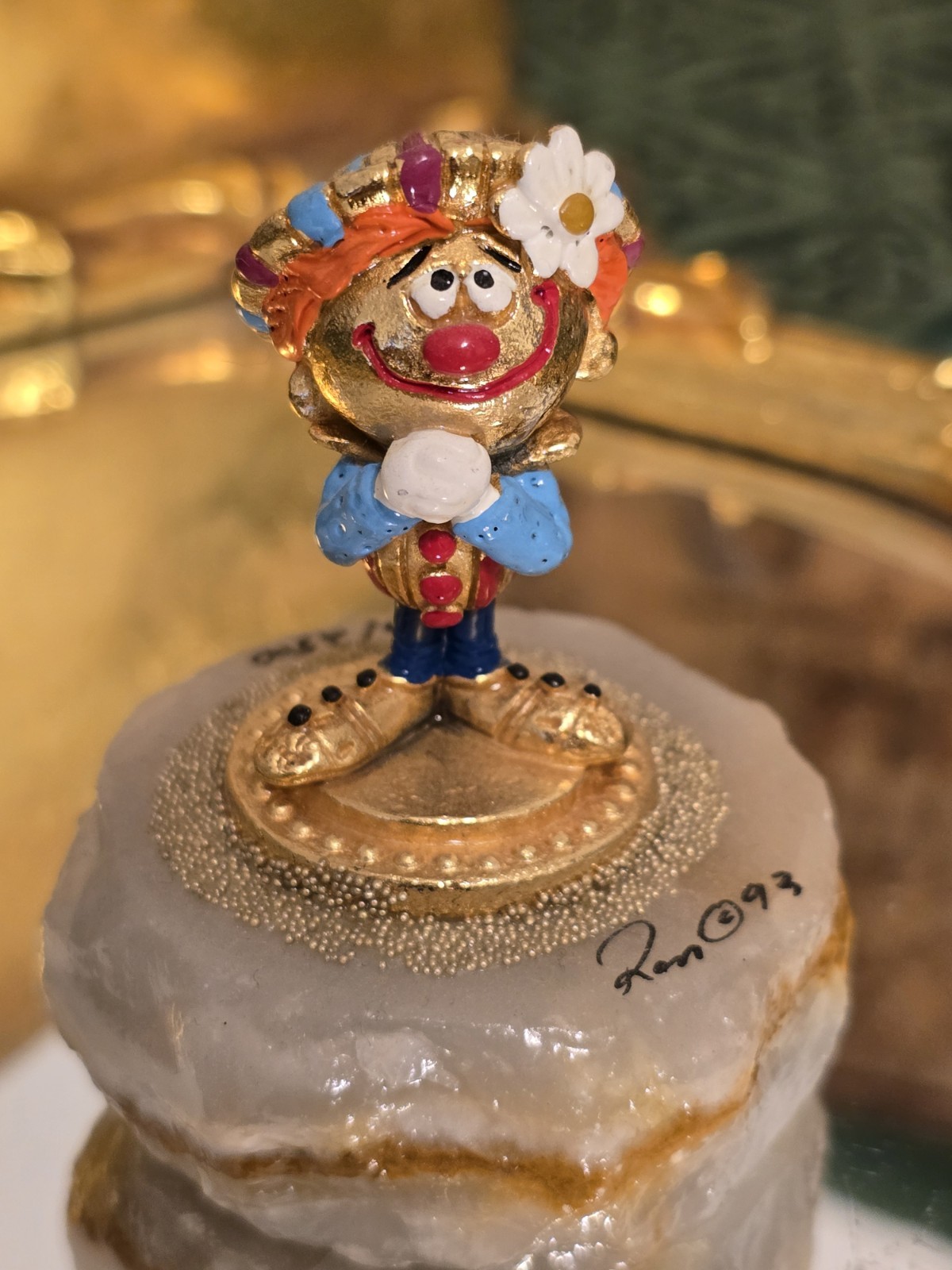 Ron Lee clown figurine VINTAGE 1993 signed 24Kt w/agate base L-332 \'DREAMIN\' Ron Lee clown figurine VINTAGE 1993 signed 24Kt w/agate base L-332 \'DREAMIN\'