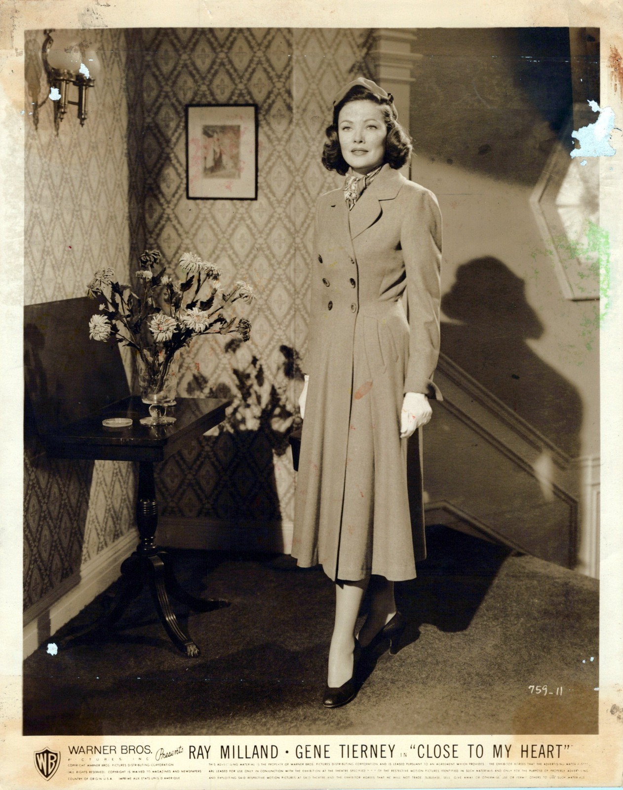 HOLLYWOOD BEAUTY GENE TIERNEY STUNNING PORTRAIT 1950s VINTAGE ORIG PHOTO MA94