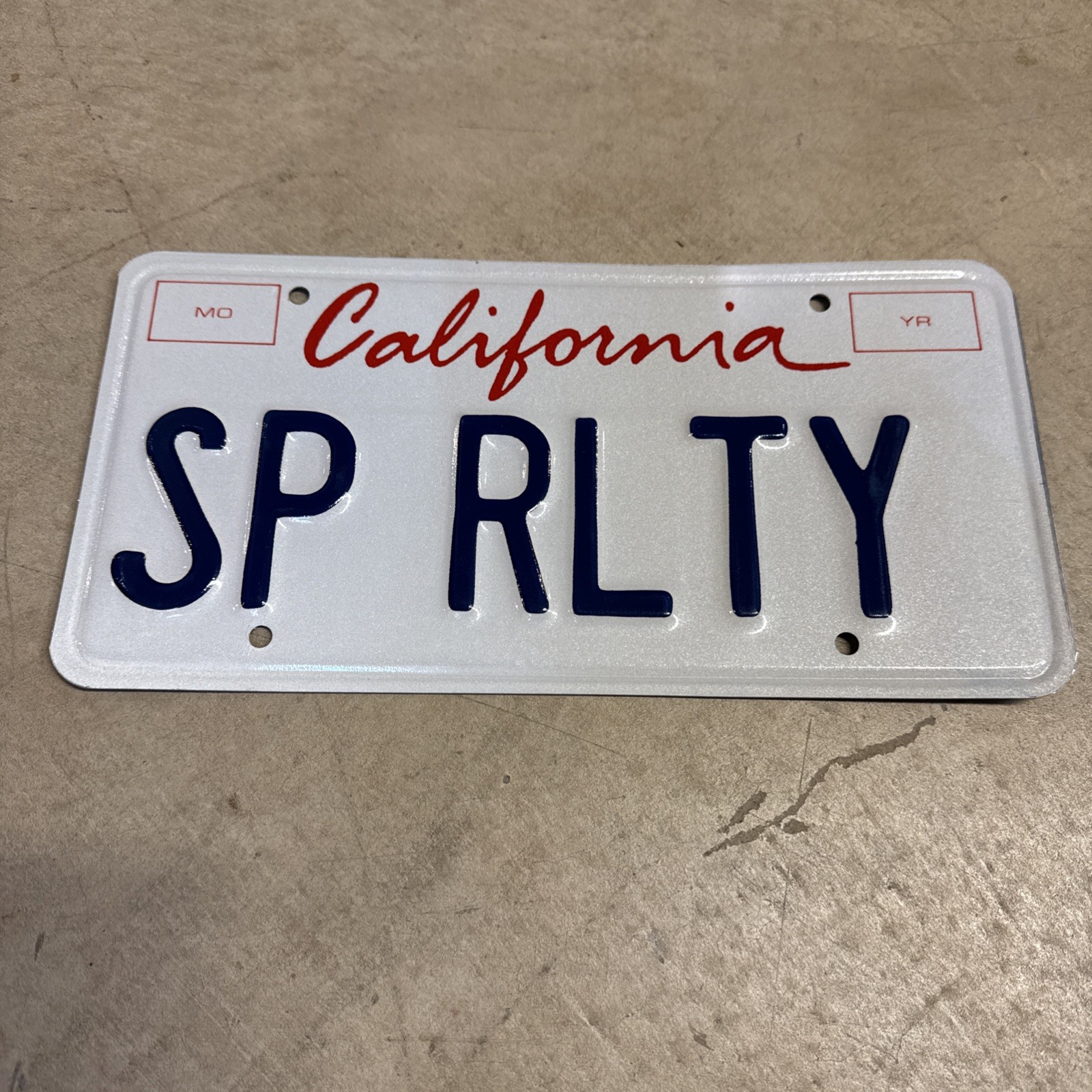 Vtg Real Estate SP RLTY Personalized Custom License Plate California Property