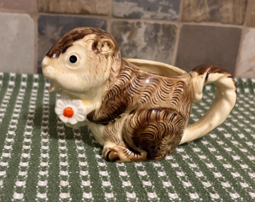 Vintage 1979 Enesco Japan Squirrel Ceramic Creamer Small Pitcher Anthropomorphic Vintage 1979 Enesco Japan Squirrel Ceramic Creamer Small Pitcher Anthropomorphic