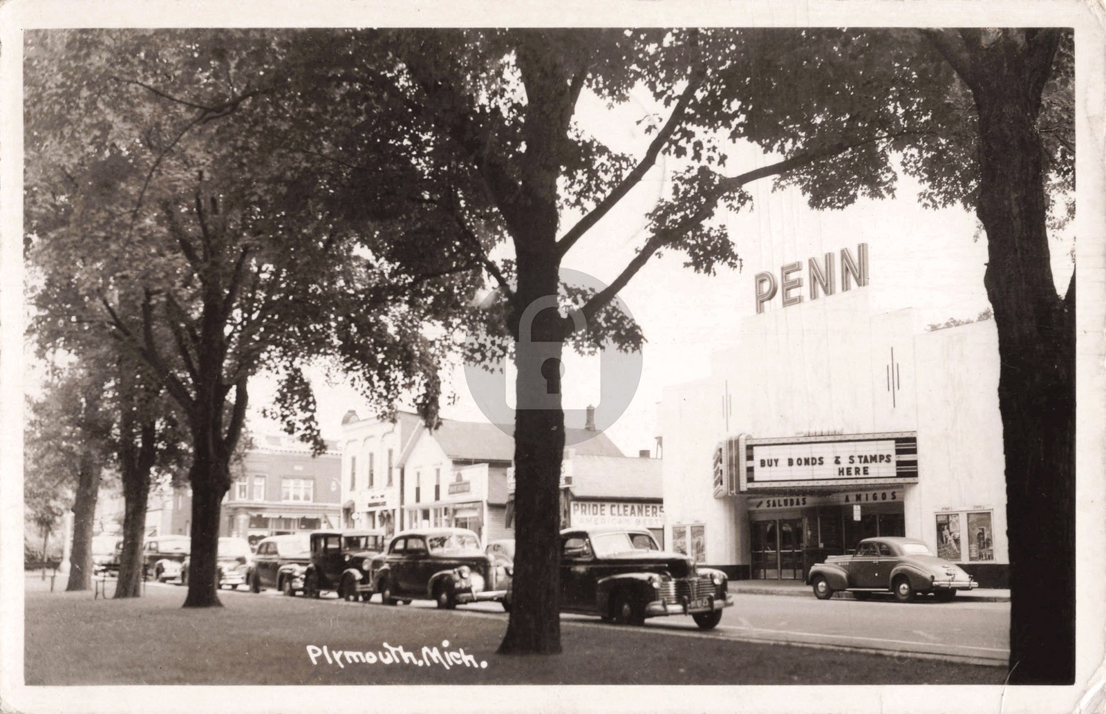 Street View Plymouth MI Michigan 1943 RPPC Photo Postcard COPY Street View Plymouth MI Michigan 1943 RPPC Photo Postcard COPY