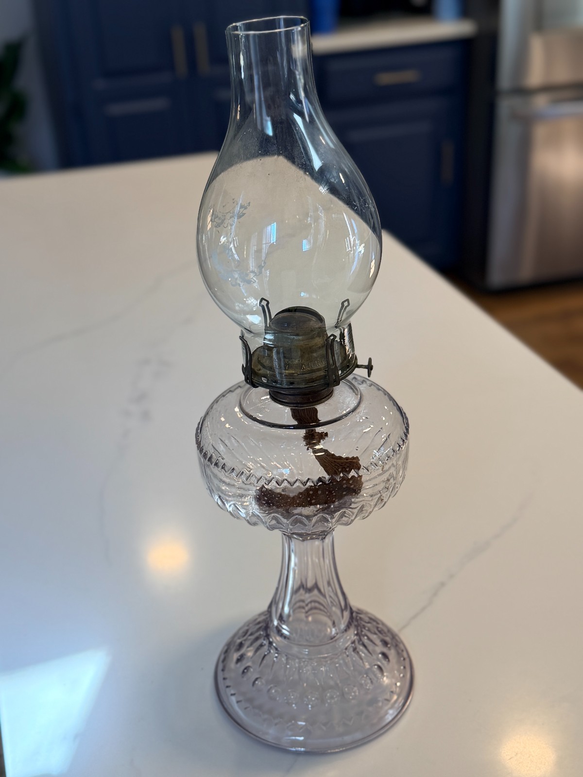 Ca. 1900 Edwardian Era EAPG Kerosene Lamp Dogtooth No. 09874 Ca. 1900 Edwardian Era EAPG Kerosene Lamp Dogtooth No. 09874