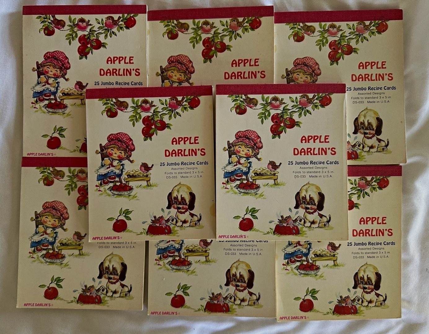 Lot of 8 VTG UNUSED Apple Darlin's 25 Jumbo Recipe Cards NOTEBOOKS