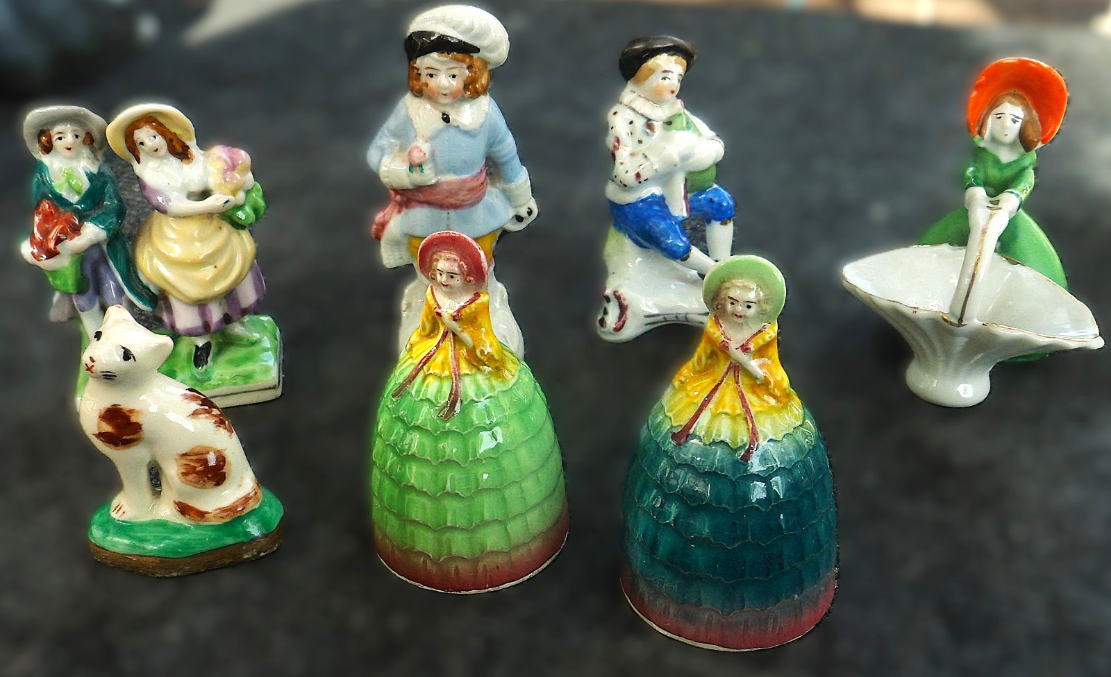 Vintage Occupied Japan Porcelain Figure Set Lot Of 7 Salt & Pepper & Figurines
