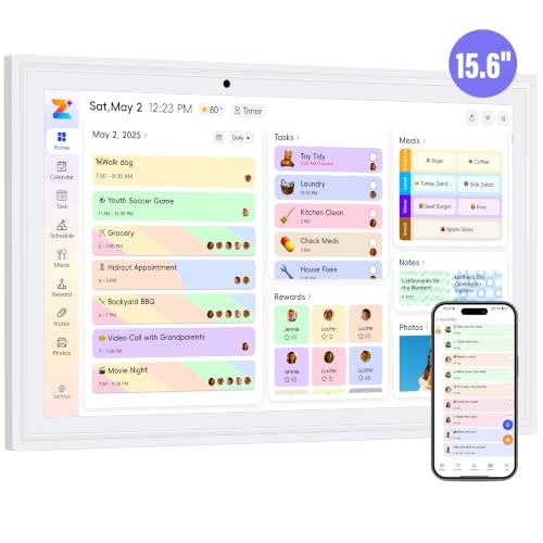 15.6 Inch Smart Electronic Digital Calendar, Wall Touch Screen& Chore Chart