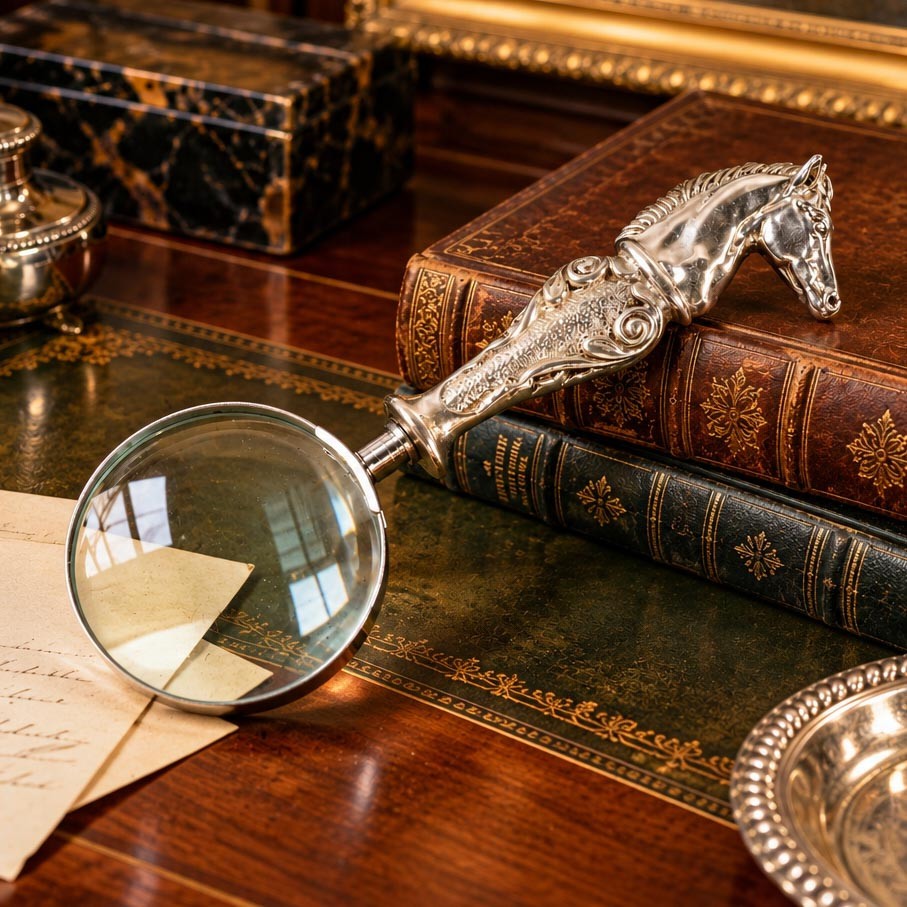 Vintage Sterling Silver Handle Horse Head Magnifying Glass Equestrian Desk Vintage Sterling Silver Handle Horse Head Magnifying Glass Equestrian Desk