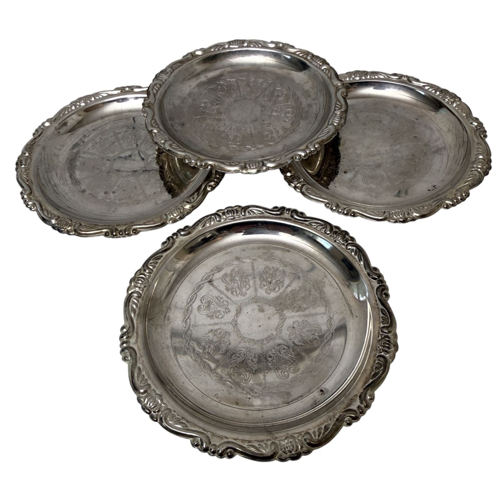 Vintage Silver Plate Coasters Butter Pats Small 4\