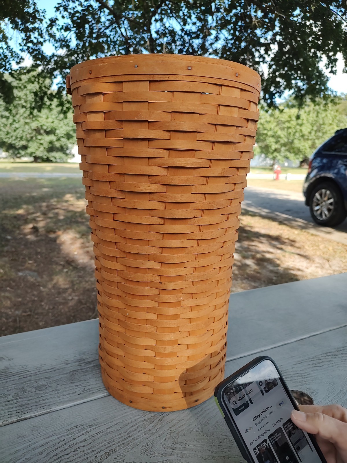 Longaberger 1993 Brown Woven Umbrella Stand Basket USA Entryway Decor VGUC Longaberger 1993 Brown Woven Umbrella Stand Basket USA Entryway Decor VGUC