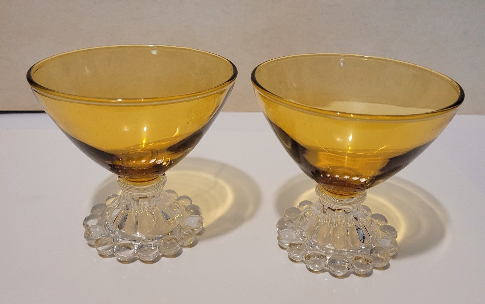 2 MCM Anchor Hocking Champagne/Sherbert Amber Glass Berwick 