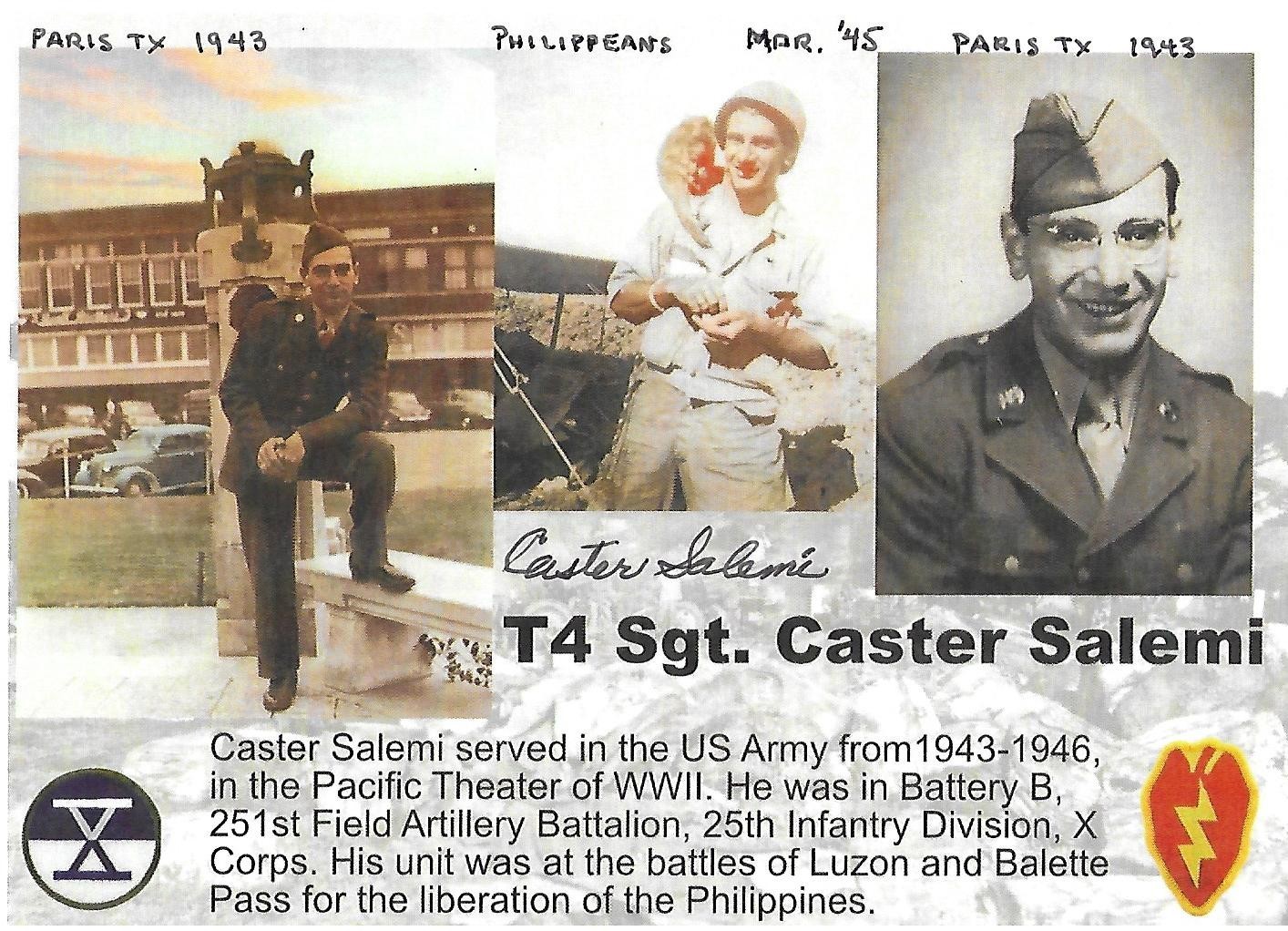Caster Salemi signed 5x7 photo WW II New Guinea Pacific Theater Rare LOOK Caster Salemi signed 5x7 photo WW II New Guinea Pacific Theater Rare LOOK