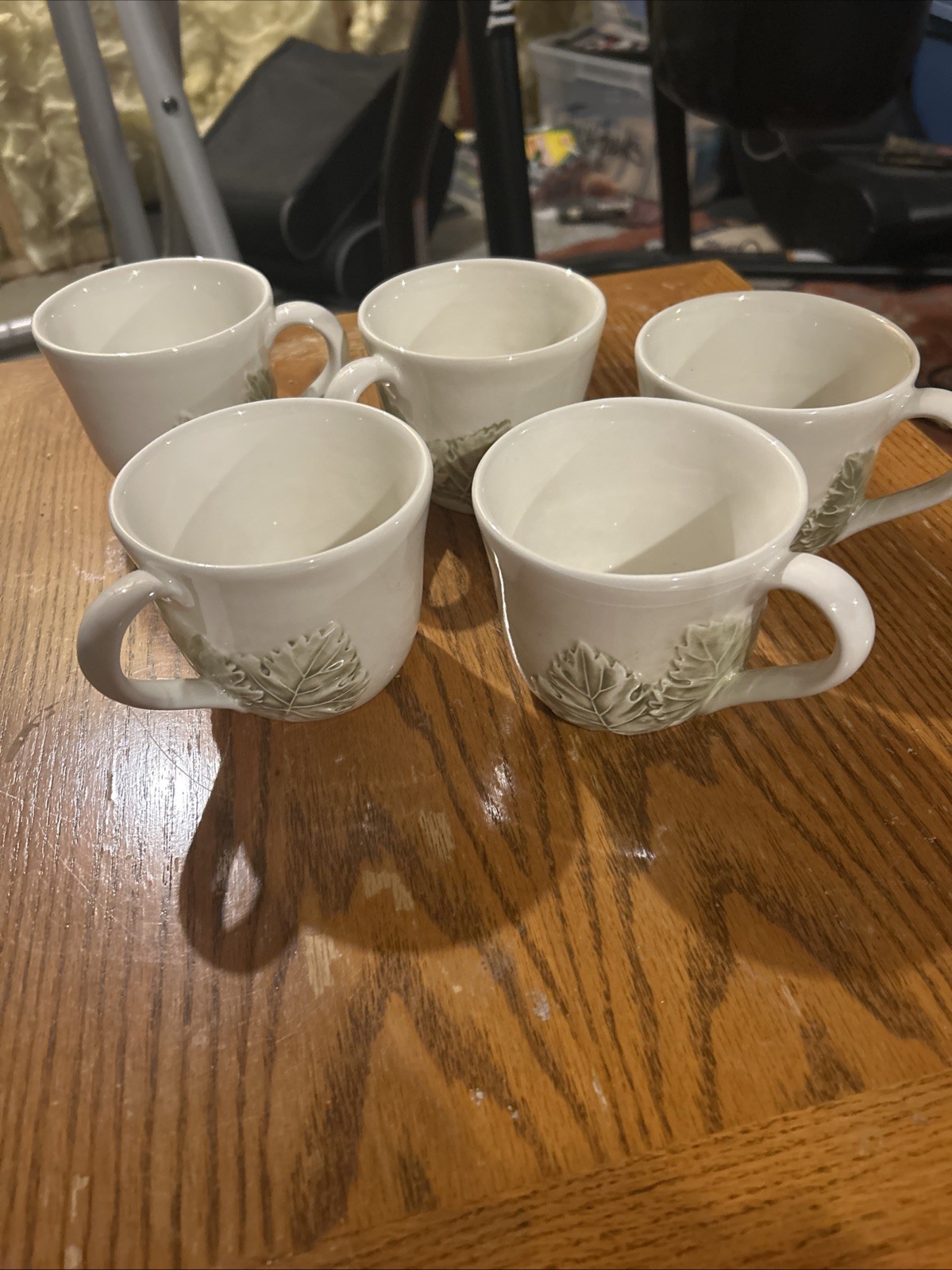 Set Of 5 Williams Sonoma Belvedere Sage Green Coffee Mug Made in Portugal
