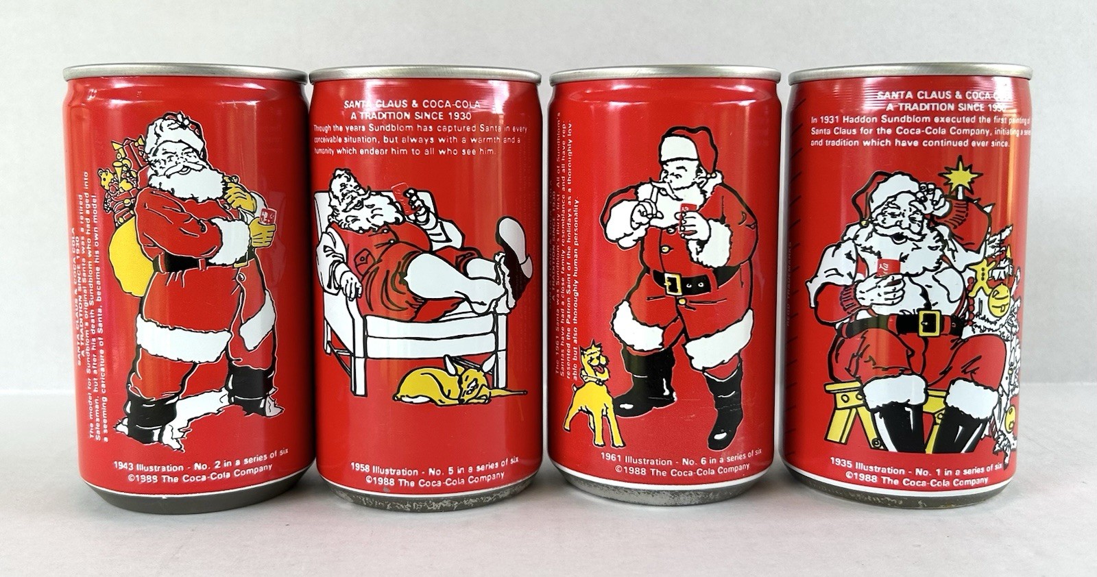 Coca-Cola Santa Series Collectible Empty Cans Pull Tab Vintage 1988 Lot Of 4 Coca-Cola Santa Series Collectible Empty Cans Pull Tab Vintage 1988 Lot Of 4